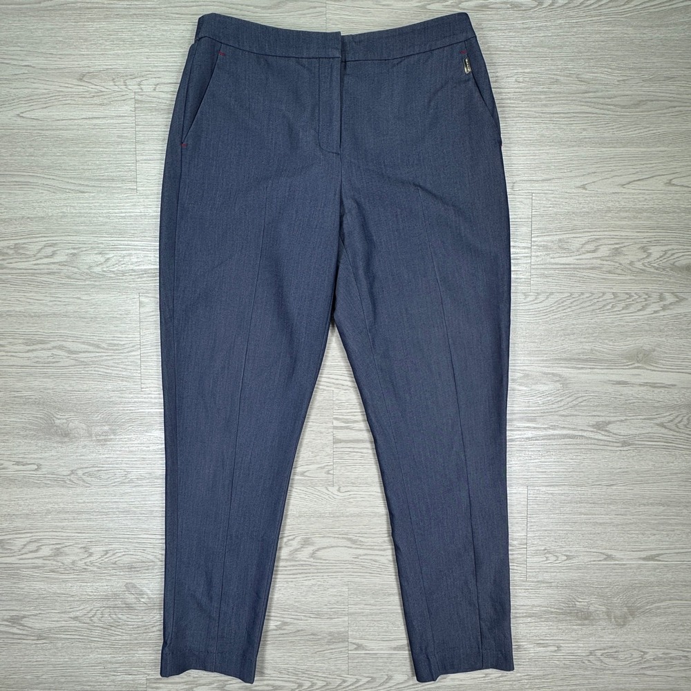 Tommy Hilfiger Womens Ankle Trouser Pants Blue Size 10 Elastic Waist Tapered Leg